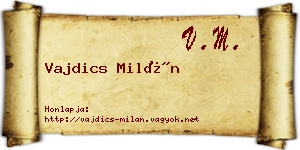 Vajdics Milán névjegykártya